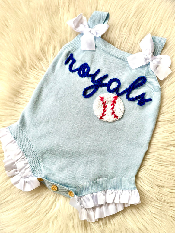 Embroidered KC Baseball Romper