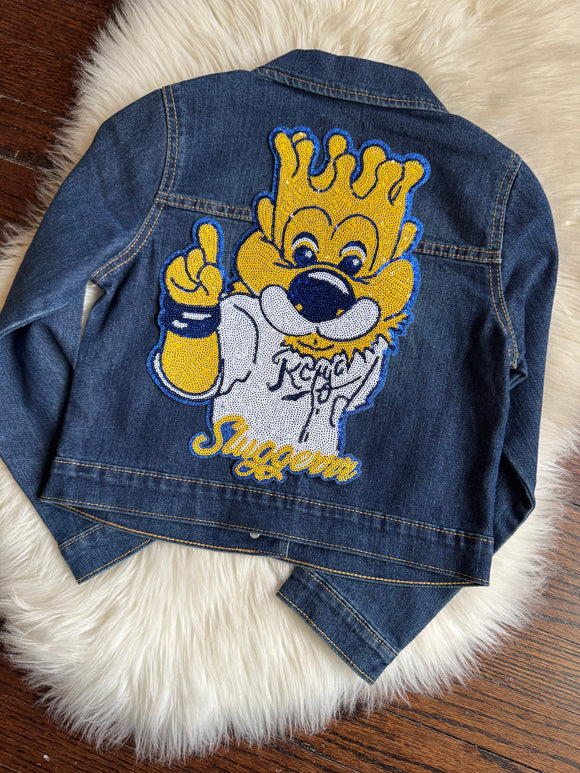 Sequin KC Baseball Denim Jacket